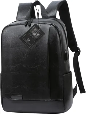 A black rucksack is shown against a white background.