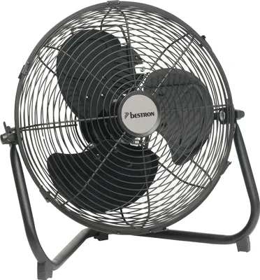 Produktbild von Bestron Bodenventilator im Retro-Stil, Windmaschine mit 3 Geschwindigkeitsstufen & stufenlos neigbarem Ventilatorkopf, Raumlüfter im Chrom-Design, Höhe: 39 cm, Ø 35 cm, 55 W, Farbe: Schwarz
