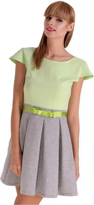 Produktbild von Damen Kleid A-Linie Mini Kleid mit Raffungen; Pistazie