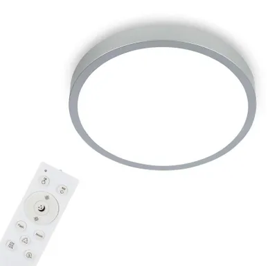 Image de Briloner Plafonnier LED RGBW,Plafonnier LED à intensité variable,couleurs de lumière variées,blanc neutre,lampe à monter,télécommande,couleur argent