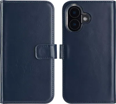 Image de Selencia Bibliothèque en cuir véritable pour l'Apple iPhone 16 Plus - Bleu
