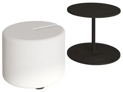 Produktbild von Beistelltisch mit Hocker aus Holz "Vexana" - 43 x 43 x 47 cm - Schwarz