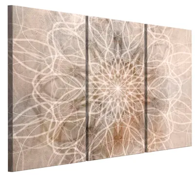 Produktbild von LUMASOUL Leinwand Bilder 90x60 cm, Leinwandbild Boho Motiv, Wandbilder Holzrahmen und Webstuhl Wohnzimmer und Schlafzimmer, 3 teilig Mandala 08