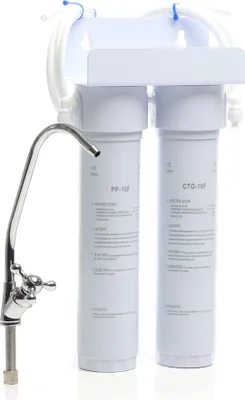 Produktbild von Naturewater NW-2-PPCTO 2 Stufen Untertisch Wasserfilter, 5 µ, Sedimentfilter und Aktivkohle Block Filtereinsatz, mit Schnellanschluss, Wasserhahn