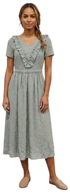 Image de Robe mi-longue ArtLove Elfie pour femme, couleur sauge, dos nu, pour l'été, taille XS