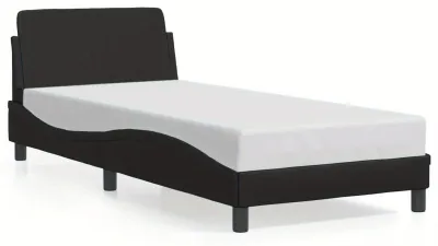 Obrázek produktu pro Postel s čelem a roštem, barva černá, rozměry 90x200 cm, potah z umělé kůže