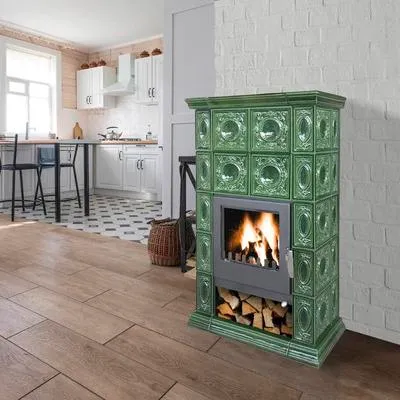 Produktbild von Kaminofen Kachelofen DOMOFIRE Altenburg Keramik flaschengrün 8 kW
