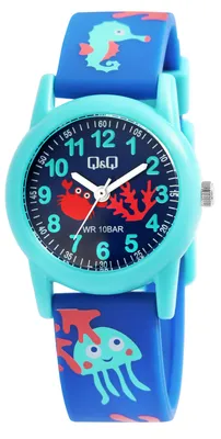 Produktbild von Q&Q Kinderuhr mit Silikonarmband, Unterwasserwelt, 10 Bar wasserdicht