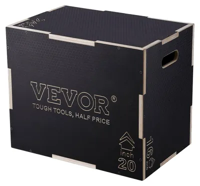 Immagine prodotto di VEVOR 3-in-1 plyometric jump box 24/20/16 pollici, jump box jump box 204 kg capacità di carico, fitness exercise step-up box per l'allenamento a casa, allenamento per la forza del salto nero altezza regolabile