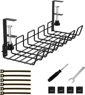 Produktbild von Unter Schreibtisch Kabelmanagement, Kabel Ablagerregal, Kabel Organizer, Kabelmanagement-Ablage, Metal Kabelhalter - 38cm