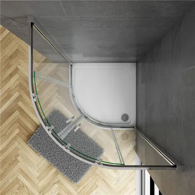 Produktbild von 80x80x185cm Duschkabine Runddusche 5mm ESG-Glas Duschabtrennung Viertelkreis Drehtür Dusche Gleittür