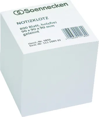 Produktbild von Notizklotz 5803 9x9x9cm 800 Blatt weiß Packung mit 24 Stück