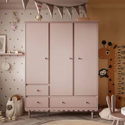 Produktbild von BABUSHKA Dreitüriger Kleiderschrank Natürlich Rosa