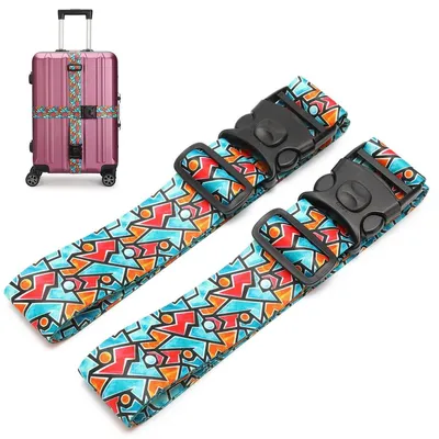 Produktbild von Kofferriemen Gepäckgurt Kofferband - Verstellbar 100 bis 190 cm - Mit Schloss - Polyester - 2 Stück