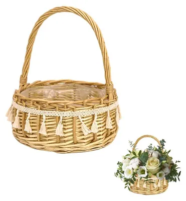 Immagine prodotto di Omgoods - Cesto in vimini con maniglia - Ideale per decorazioni di matrimonio e per l'organizzazione