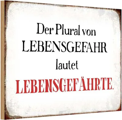 Immagine prodotto di vianmo Insegna in legno 12x18 cm plural von Lebensgefahr lautet