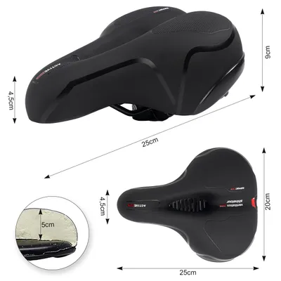 Produktbild von MalTrack Fahrrad-Tourensattel Memory-Schaum, komfortabel, weich, ergonomisch, wasserdicht, universal, Schwarz, 20 x 25 x 9 cm, 650g
