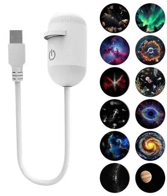 Produktbild von 2-in-1 Starry Night Light Projector,USB LED Sternenlicht Projektor,mit 12 Sterne-Muster, Dimmbarer,360° verstellbarer,fit Schlafzimmer,Wohnzimmer,Bar