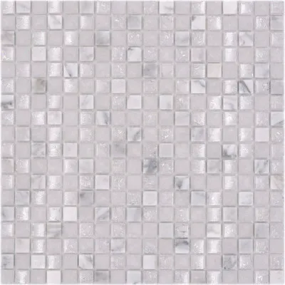 Produktbild von Glasmosaik mit Naturstein XIC 1011 weiß 30,5x30,5 cm