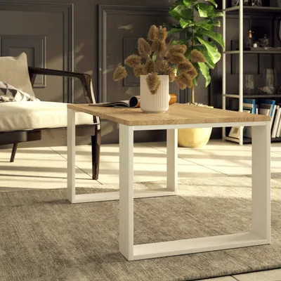 Produktbild von Couchtisch – Wohnzimmertisch – Sofatisch – NOX – Sonoma Eiche / Weiß – 92 cm – Minimalistischer Wohnzimmertisch im modernen Industrial Design