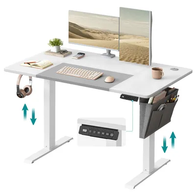 Produktbild von SONGMICS Höhenverstellbarer Schreibtisch elektrisch 120cm, stufenlos verstellbar, USB-A-Anschluss, Memory-Funktion mit 4 Höhen