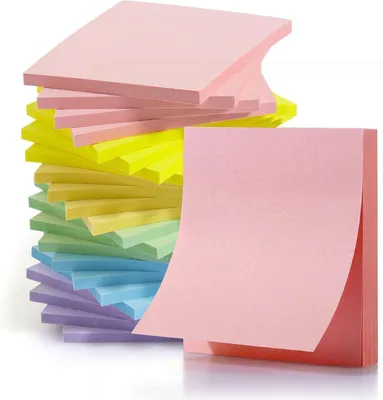 Produktbild von Selbstklebende Notizblöcke 76x76 mm, 24 Stück, Pastellfarben, für Büro