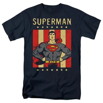 Image de T-shirt Superman - "Liberty", modèle unie pour hommes/femmes, référence TV39261 (taille XL), couleur marine