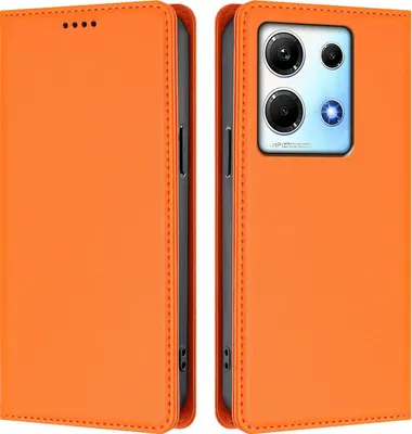 Produktbild von Handyhülle für Infinix Note 30 4G/Note 30 5G, Kunstleder Klapphülle Stoßfeste Magnetische Hülle mit Ständer Orange