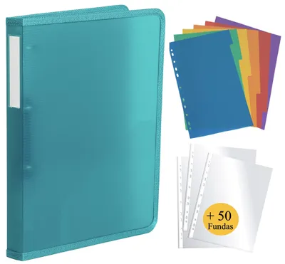 Image de Classeur en plastique à 4 anneaux, avec 50 pochettes A4