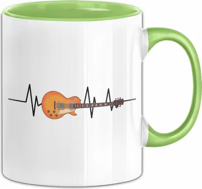 Produktbild von Gitarrenspieler Geschenk Tasse Gitarre Herzschlag Kaffee-Becher (Grün)