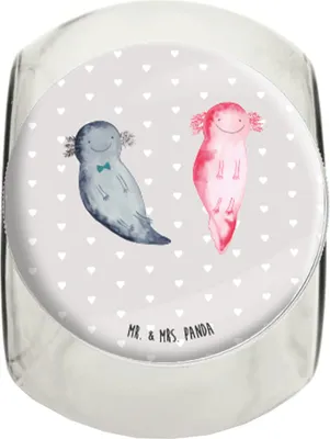 Produktbild von Mr. & Mrs. Panda Kaffeedose Axolotl Liebe L 870ml - Grau Pastell - Geschenk, Vorratsbehälter, Hochzeitstag, für Frauen, Hocheitstag, Freundin, Vorratsglas, Valentinstag