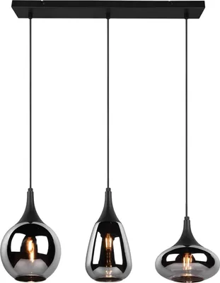 Produktbild von lightling Ludmila Pendelleuchte 40W, 3-flammige Hängeleuchte, schwarz matt, verstellbar, Metall, E14, 68x19x150 cm
