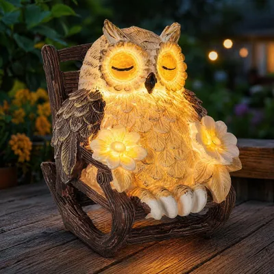 Solar-Eulenfigur mit Laterne, wasserdicht, 7,62 x 7,62 x 10,16 cm