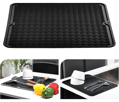 Produktbild von Abtropfmatte Silikon 40x60cm Hitzebeständig Rutschfest Schwarz