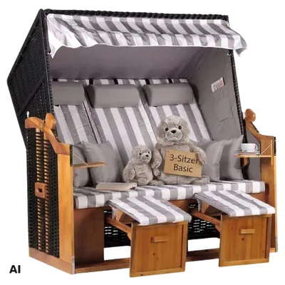 Produktbild von Strandkorb XXL 3 Sitzer für Garten & Terrasse aus Wacholderholz – Mr. Deko