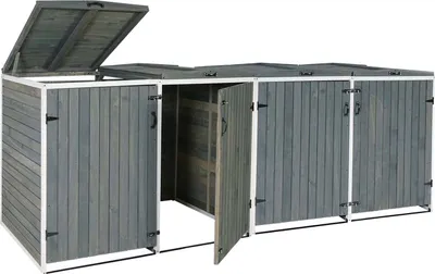 Immagine prodotto di Contenitore per rifiuti XL 4/8 posti HWC-H74, contenitore per rifiuti, espandibile 126x316x98cm legno MVG ~ grigio-bianco
