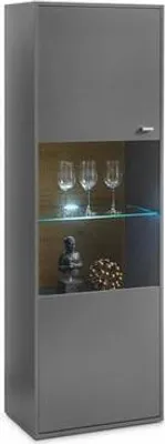 Produktbild von Vitrine CLEVELAND grau Artisan Eiche Glas inkl. Beleuchtung