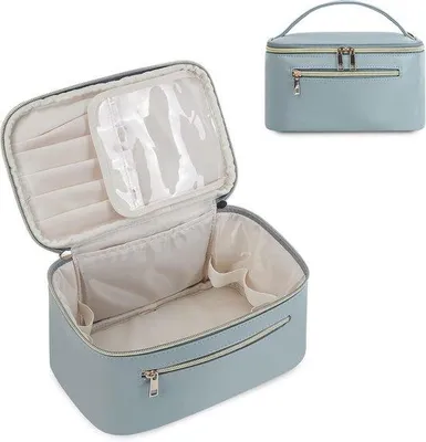 Immagine prodotto di Borsa da viaggio da donna - Borsa in ecopelle con scomparti - Trousse pieghevole con tasche interne