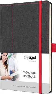 Imagen del producto de SIGEL CO695, cuaderno Conceptum, tamaño aproximado A5, 194 páginas. Líneas punteadas, gramaje de 80g/m², color gris-rojo