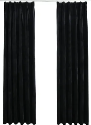 Produktbild von vidaXL Verdunkelungsvorhänge mit Haken 2 Stk. Samt Schwarz 140x245 cm