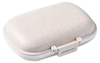 Produktbild von 1 Stück Reise-Pillenbox, 8 Fächer, tragbare Pillendose, kleine Pillendose für die Handtasche, tragbarer Medikamenten- und Vitaminbehälter, Beige