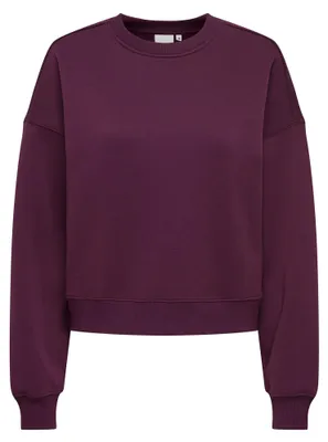 Image de Sweatshirt ONLY - Modèle ONLBEST, col rond, coupe classique, couleur violette unie, taille XL