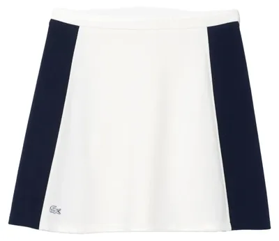 Productafbeelding van Lacoste - Minirok voor dames, piqué stof, model GT30184 (maat 38 EU) (wit/marineblauw)