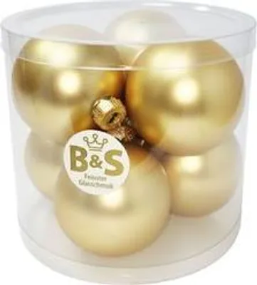 Produktbild von B&S Weihnachtskugeln Christbaumschmuck | Gold matt | 6 Stück | Ø 8 cm | Glas