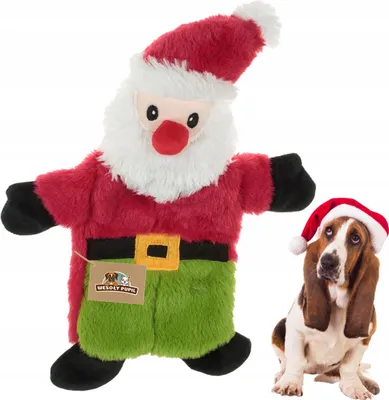 Produktbild von Weihnachten Weihnachtsmann Hund Spielzeug Maskottchen quietschend Kuscheltier für die Feiertage