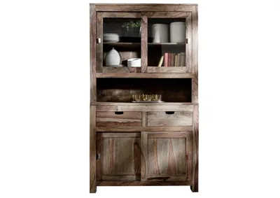 Image de MASSIVMOEBEL24 | Buffet 110x45 Palissandre huilé Gris taupe NATURE GREY #64