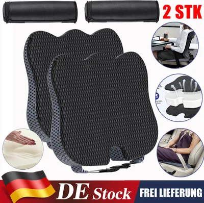 Produktbild von 2×Keilkissen Auto Memory Foam Sitzkissen Schmerzlinderung für Das Auto Bürostuhl