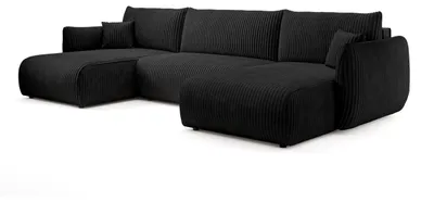 Zdjęcie produktu dla Narożna sofa z funkcją spania i pojemnikiem na pościel, obita antracytowym welurem, model Alloro