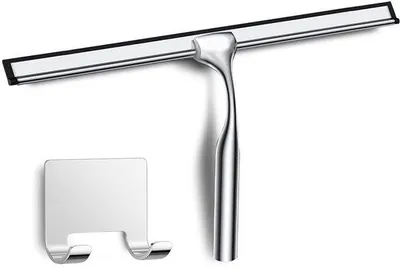 Image de Raclette de douche en acier inoxydable, 35 cm, argentée, courte
