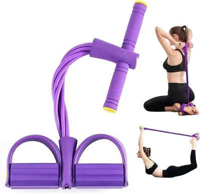 Obrázok produktu pre Fitness odporová guma s rukoväťami – Unisexová posilňovacia guma – Posilňovacie zariadenie – Guma na cvičenie brušných svalov – Odporová guma s 6 úrovňami odporu